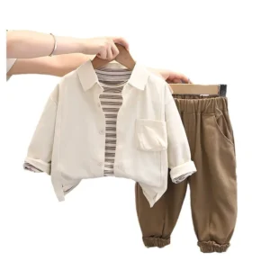 Boy Solid Color Shirt Three-Piece Set