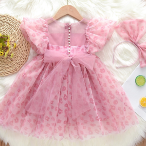 Pink Bow Applique Dress